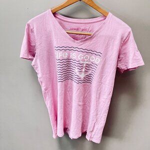 Life is Good Crusher T-shirt Anchor and‎ Water Design- Size Small